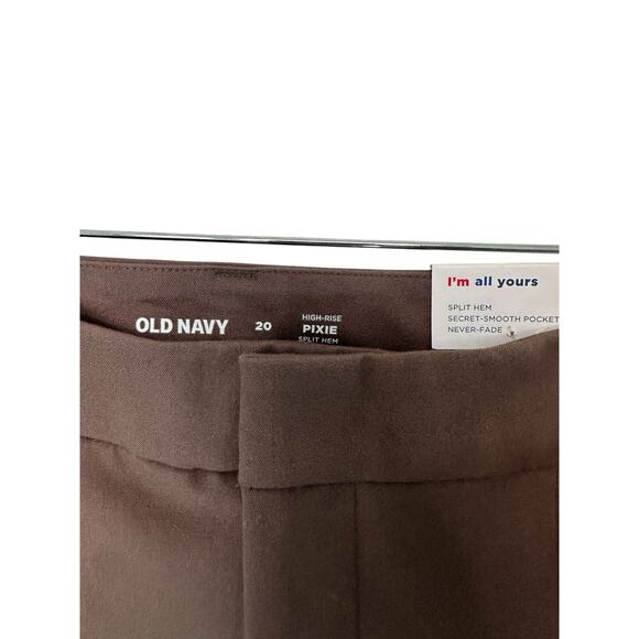 NWT Old Navy Plus Brown Career Work High Rise Split Hem Pixie Pants Size 20 - Picture 4 of 14